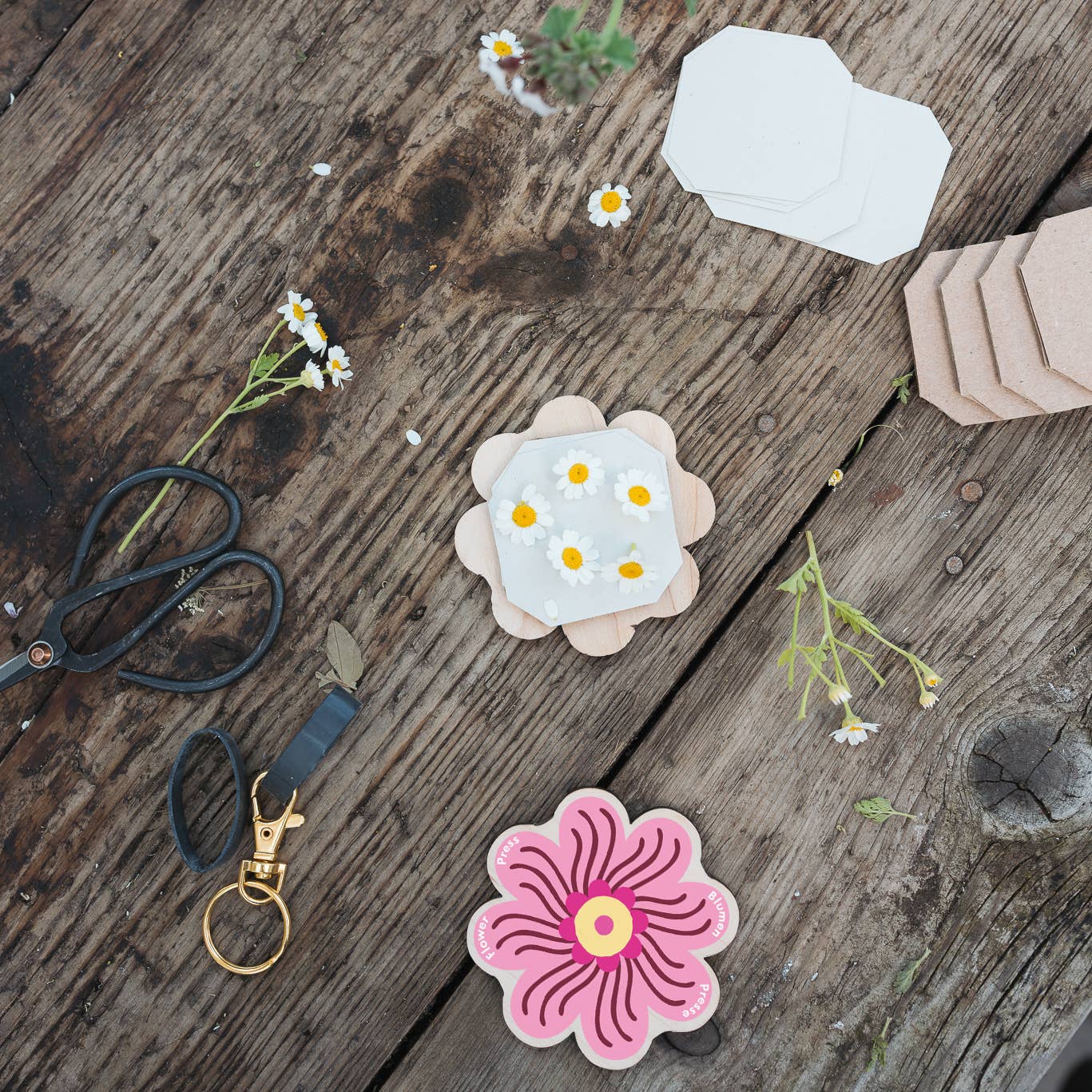 Keyring Flower Press - Pinks & Blues