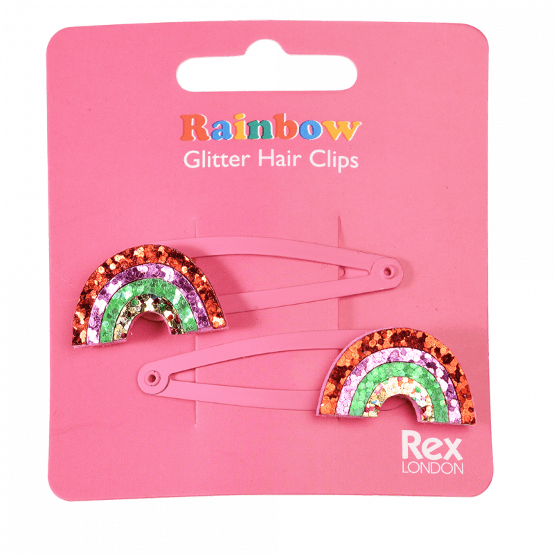 Glitter hair clips (set of 2) - Rainbow