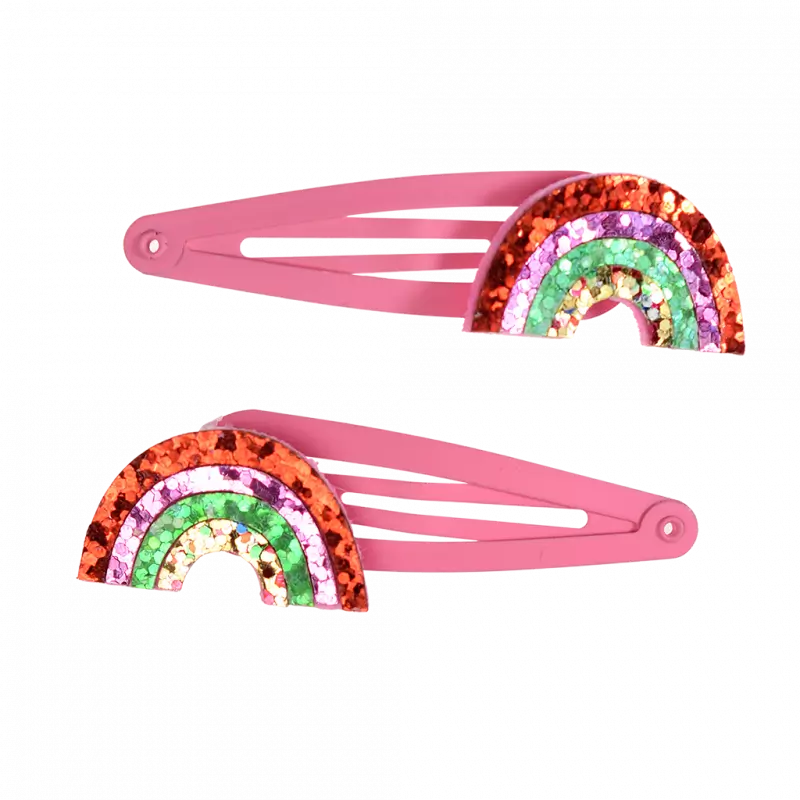 Glitter hair clips (set of 2) - Rainbow