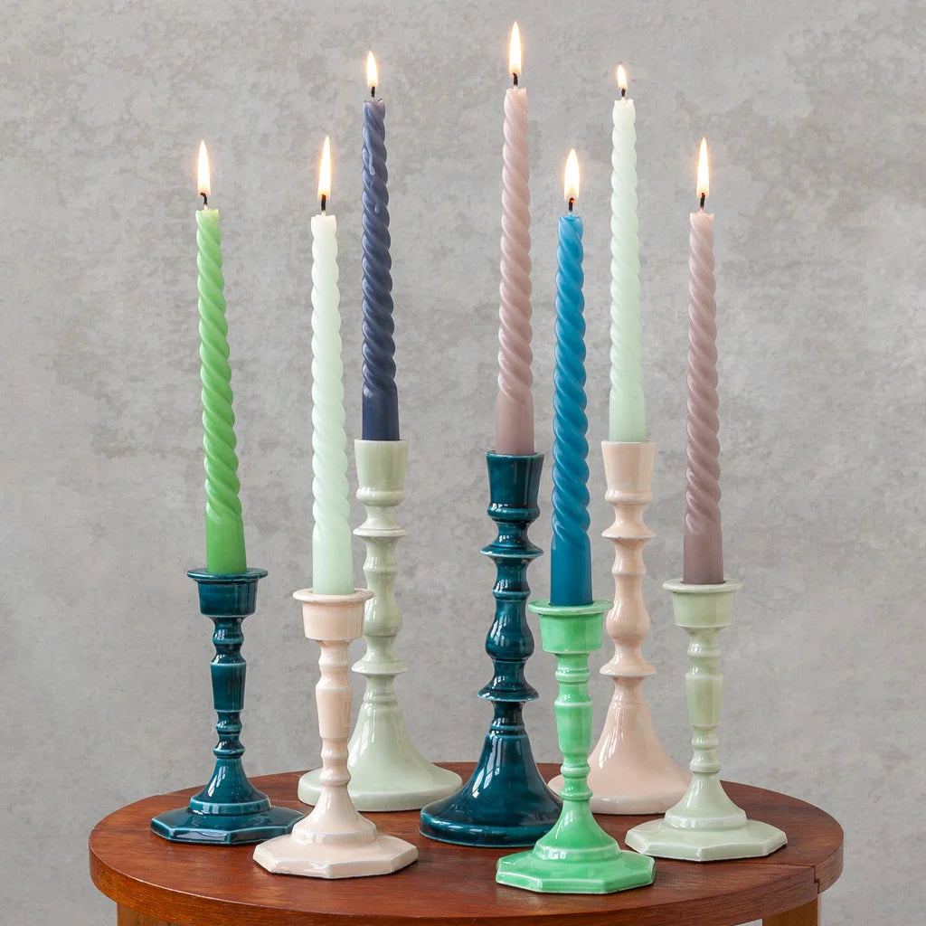 Enamel candlestick (Tall) - Light Grey