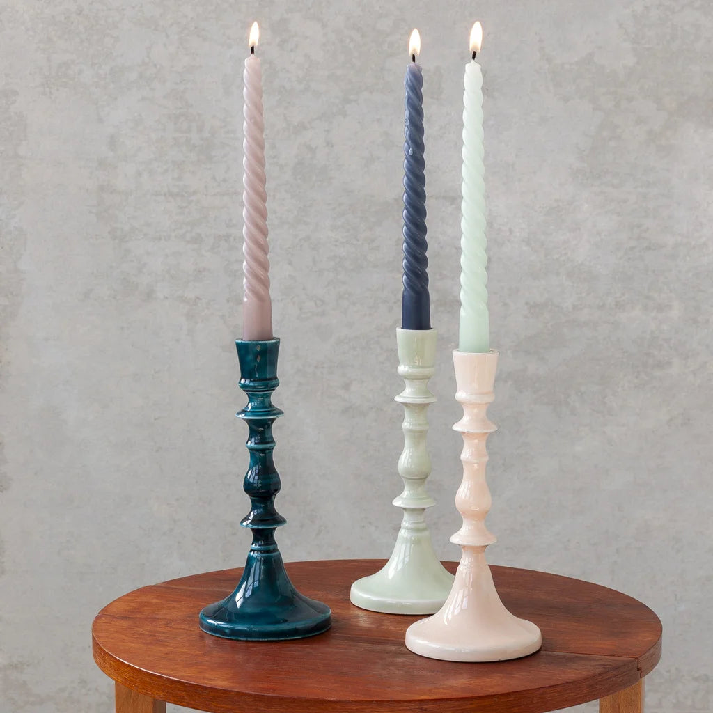 Enamel candlestick (Tall) - Light Grey