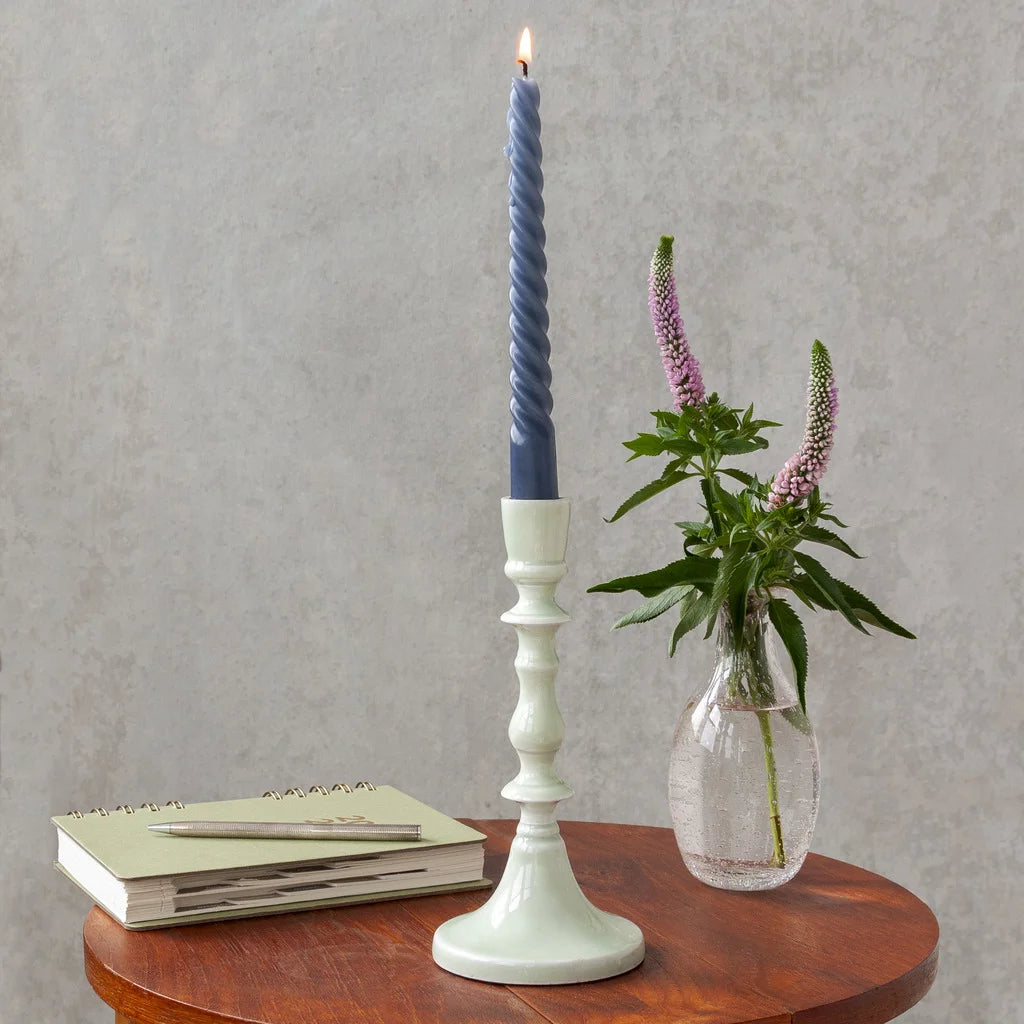 Enamel candlestick (Tall) - Light Grey