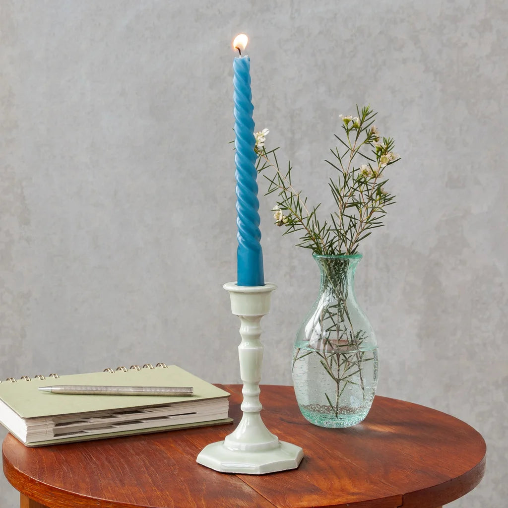 Enamel candlestick (medium) - Light grey