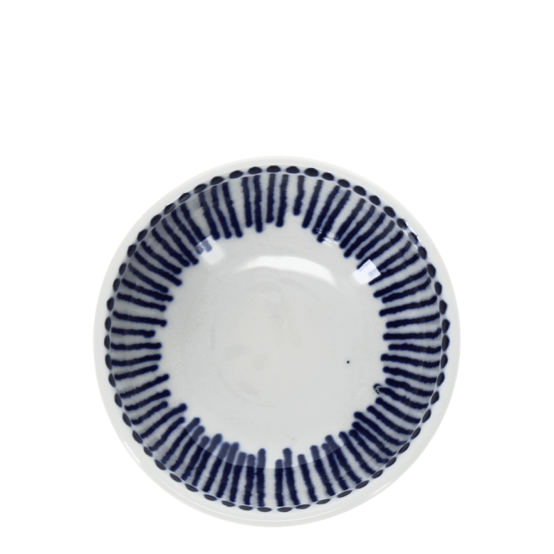 Round ceramic dipping bowl - Beaded lines