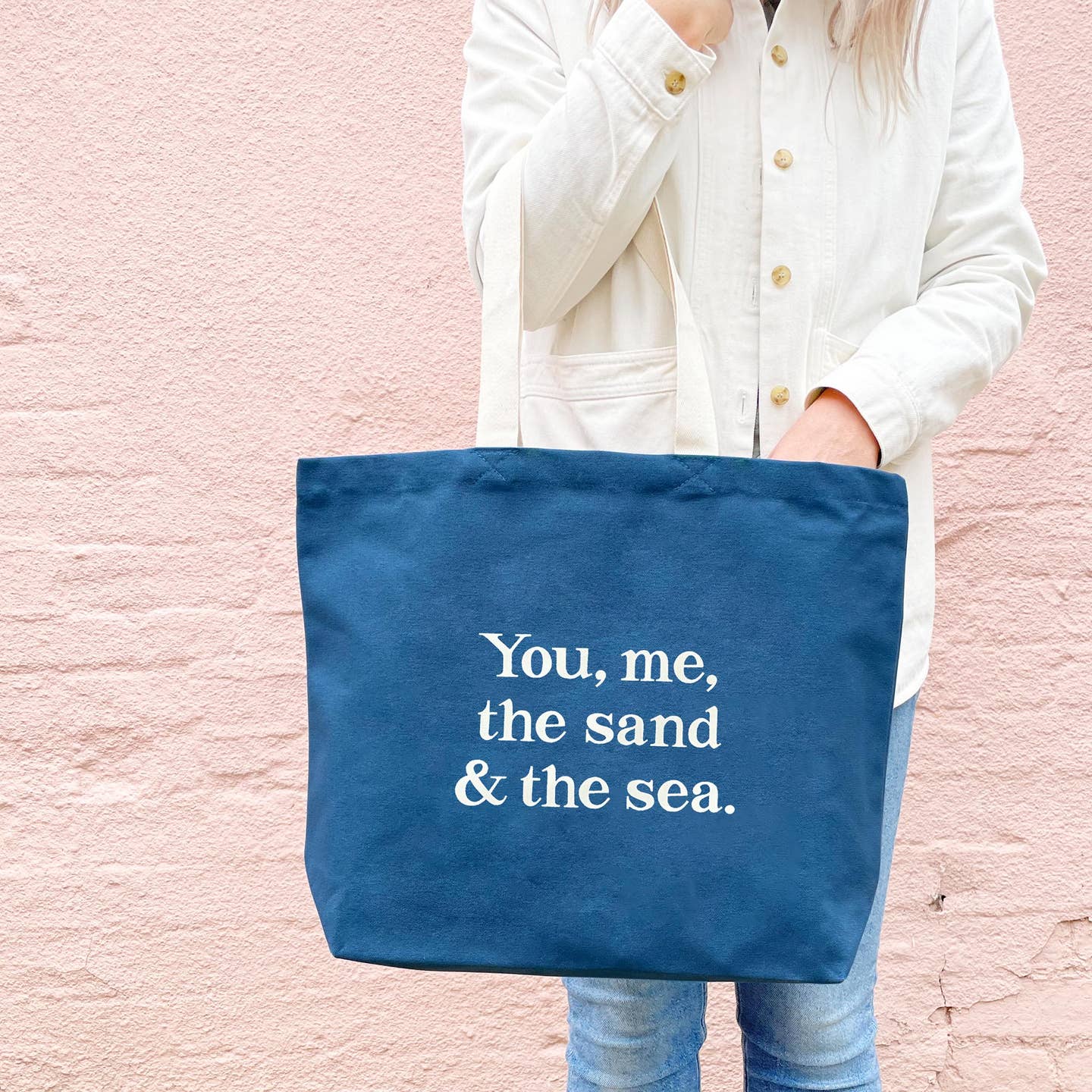 You, Me, the Sand & the Sea Canvas Tote Bag - Ocean Blue