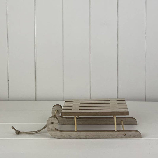 Wooden Festive Sleigh Decoration