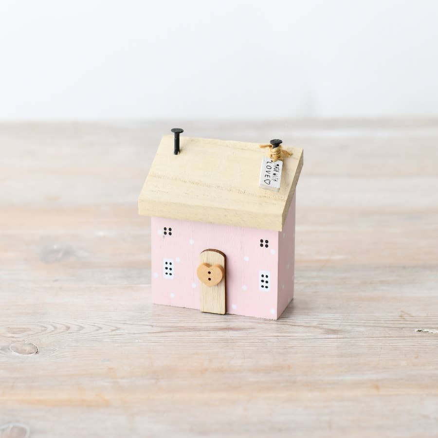 Pink Wooden House Deco
