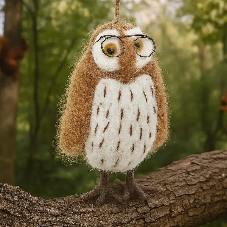 Handmade Felt Wise Owl Hanging Decoration