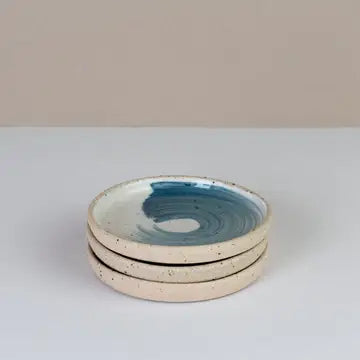 Ceramic Brush Stroke Trinket Plate - blue