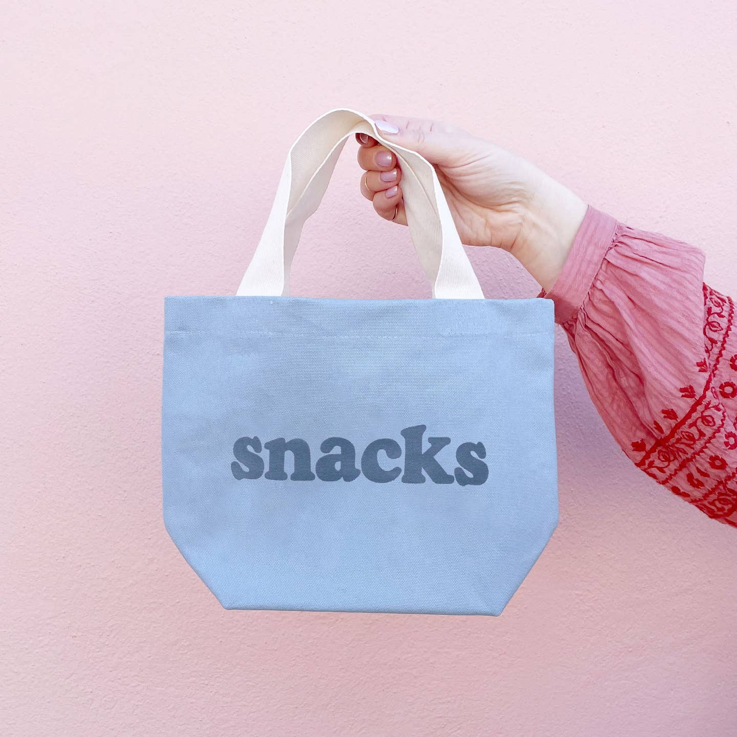 Little Canvas Bag - Snacks, Light Blue