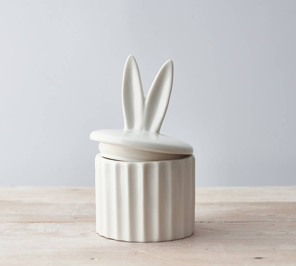 White Bunny Ears Storage Pot