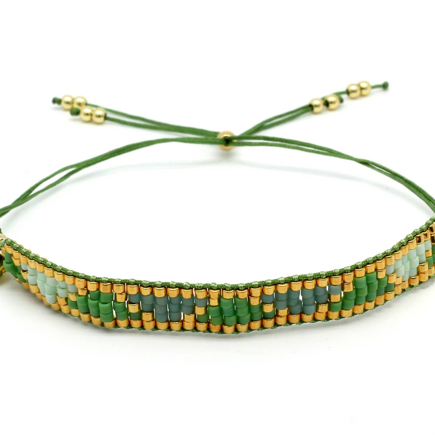 Venus Point Green & Gold Beaded Bracelet