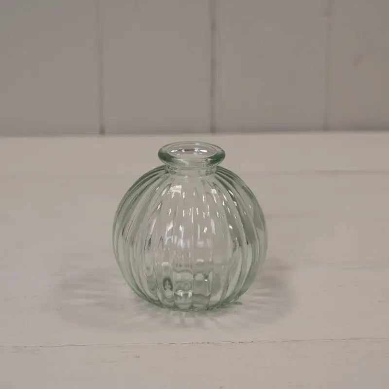 Clear Round Ribbed glass bottle