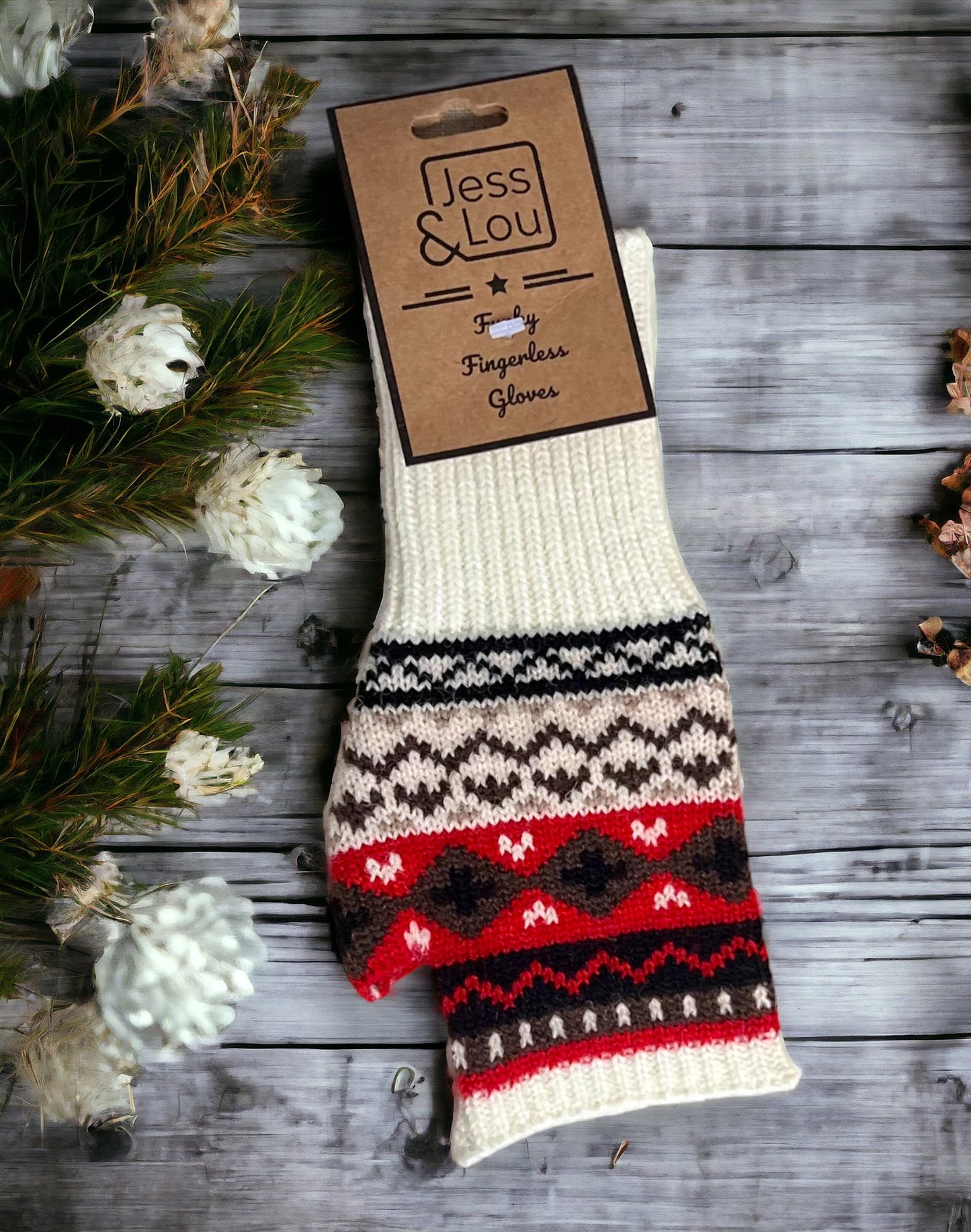Cream Nordic Fingerless glove/Wrist Warmer