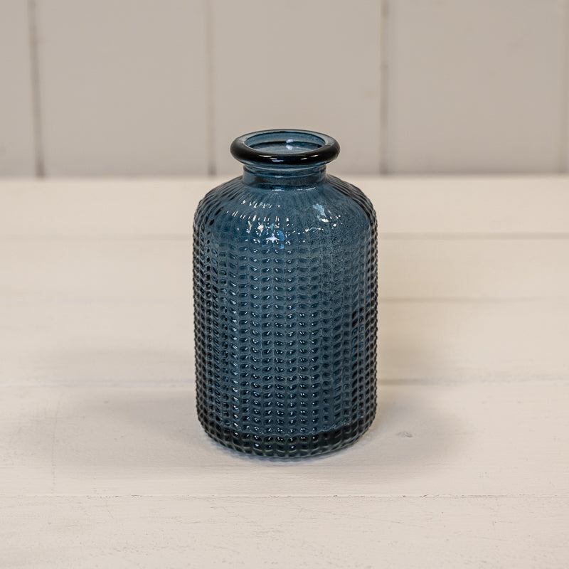 Blue Dimpled Glass Bottle (10cm)