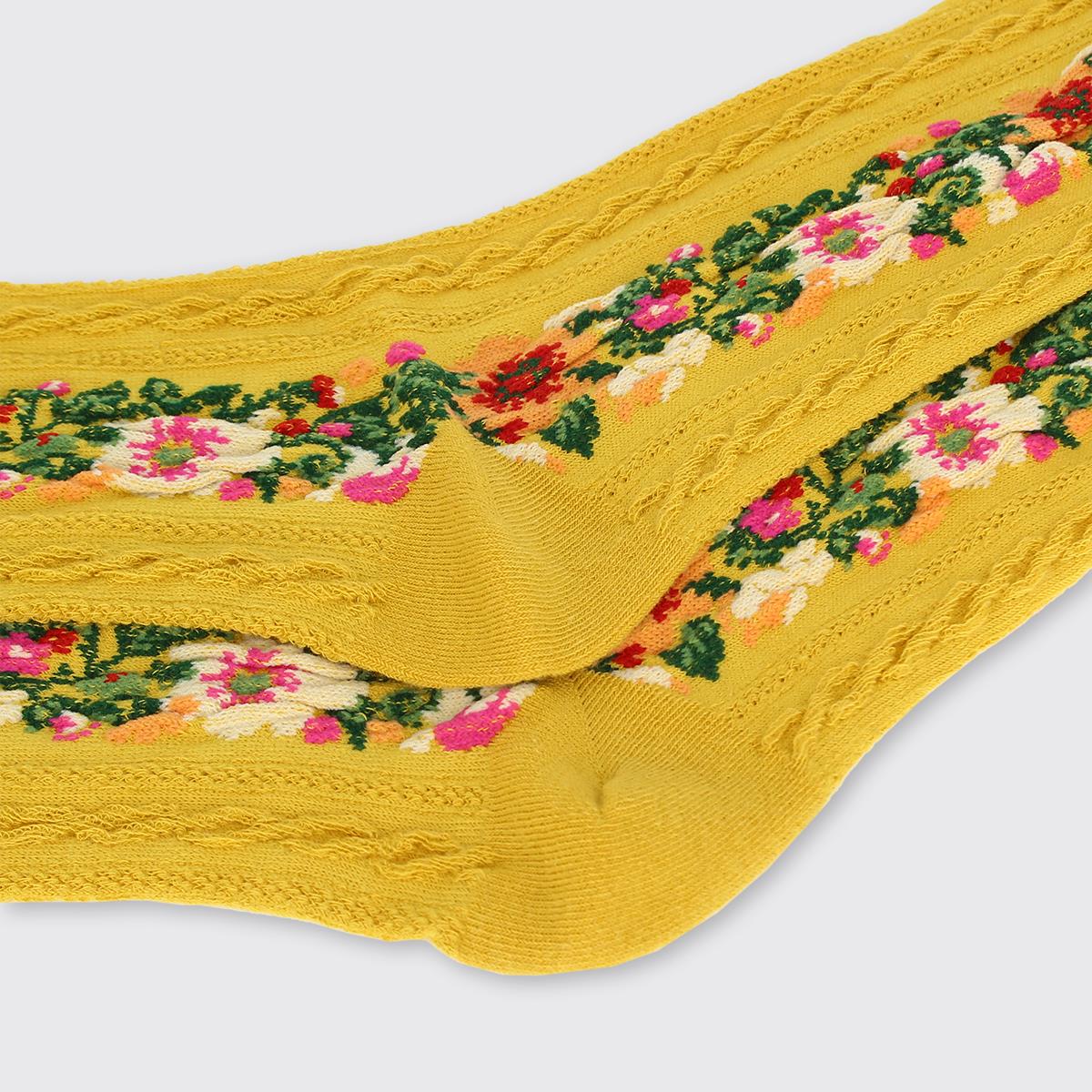 Floral Garland Socks Ochre