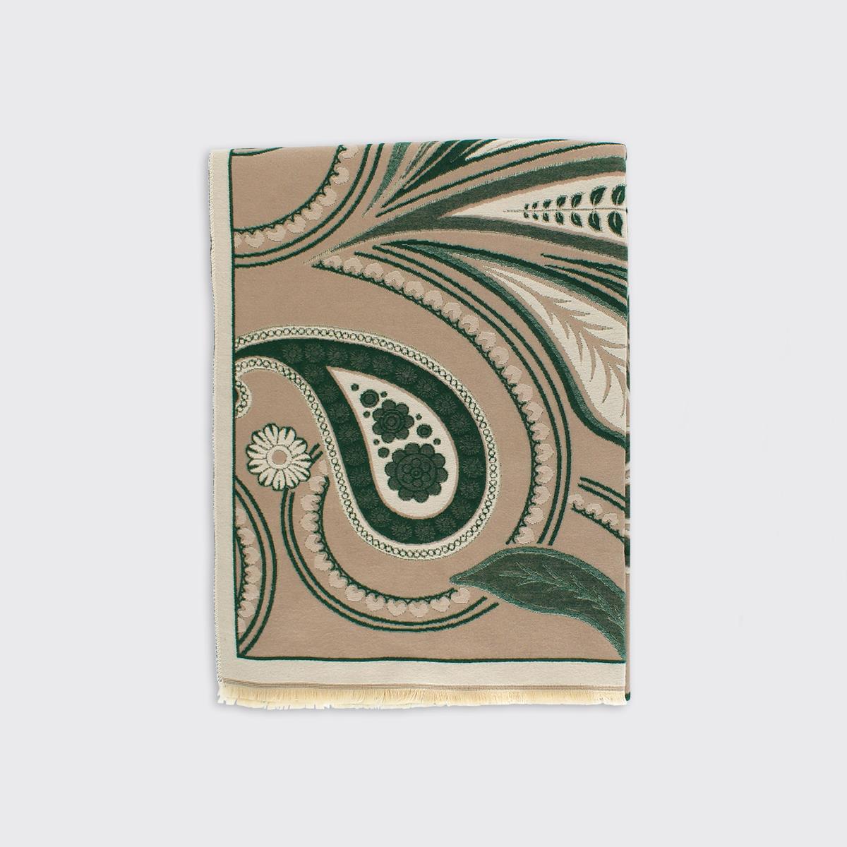 Connie Paisley Woven Scarf - Mocha Green