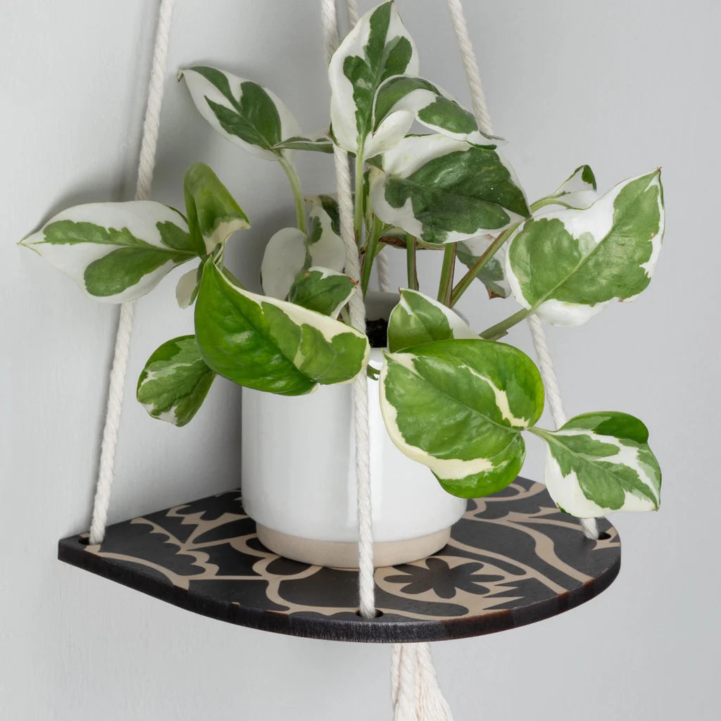 Hanging Plant Shelf (Small) Abstract Black