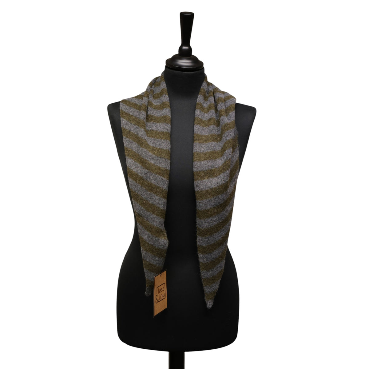 Khaki and Grey Stripe Triangle Scarf