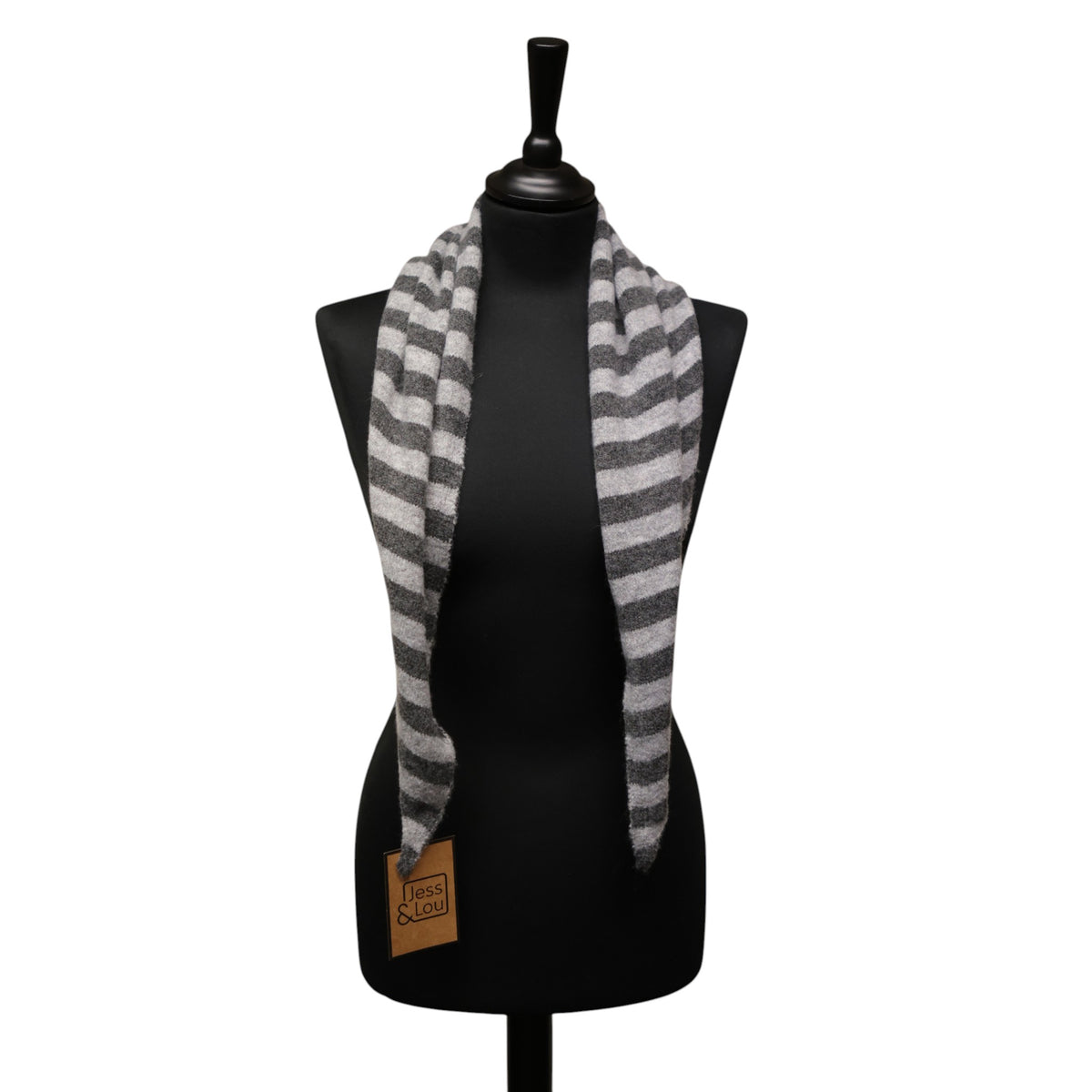 Grey and Charcoal Stripe Triangle Scarf