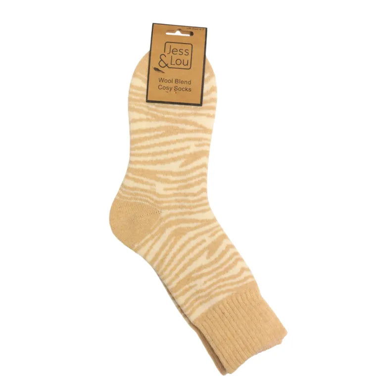 Zebra print cosy socks - 3 colours