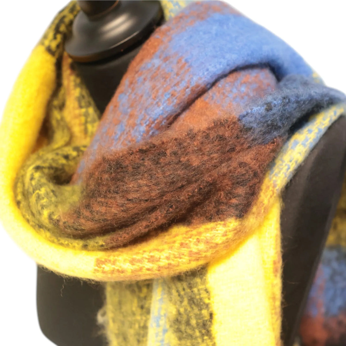 Mustard & Blue Checked Chunky Winter Scarf