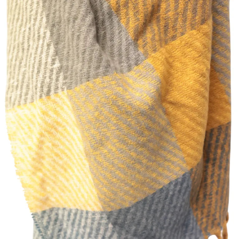 Denim & Rust Checked Winter Scarf