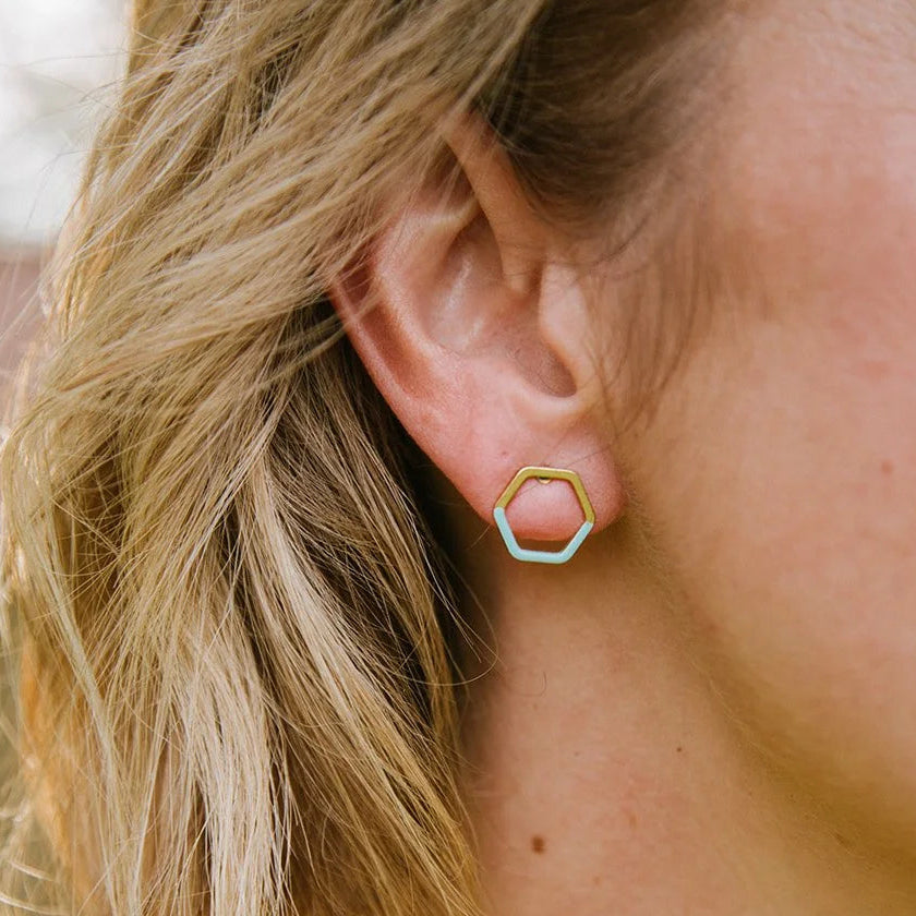 Dipped Hexagon Studs