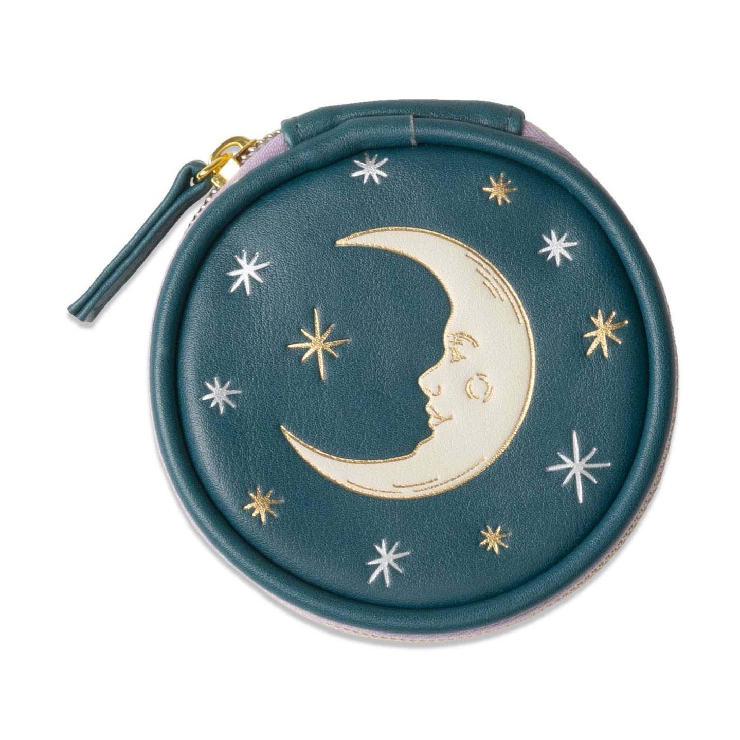 Vegan Leather Pill Case - Teal Moon