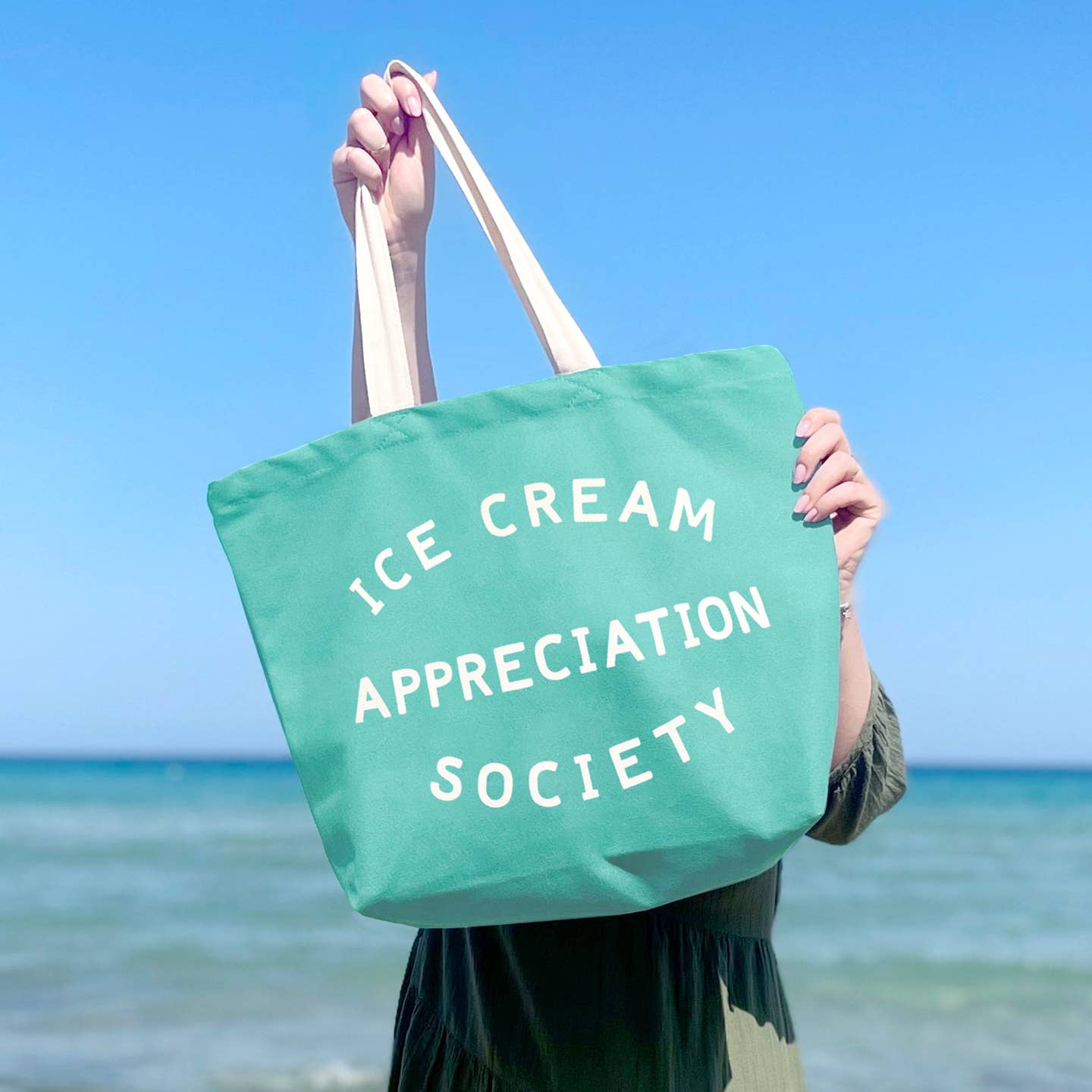 Ice Cream Appreciation Society Canvas Tote Bag - Sea Glass