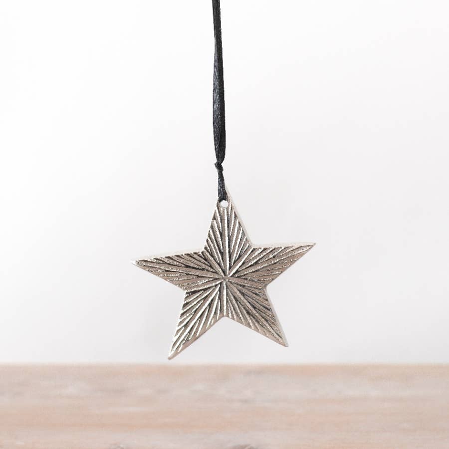 Silver Aluminium Hanging Star Decoration