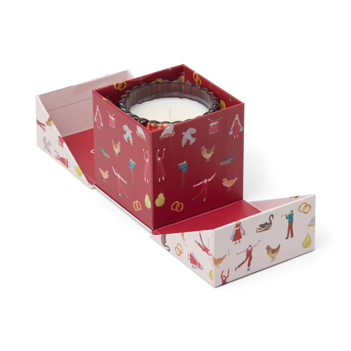 Christmas Ribbed Glass Candle - Red - Winter Berry