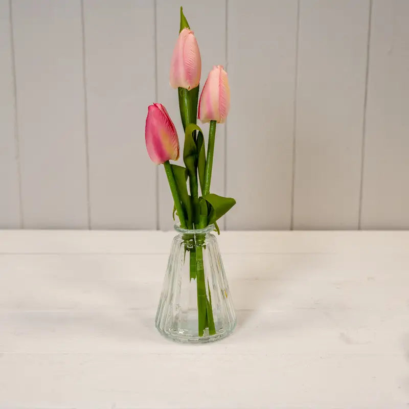 Clear Ribbed Tapered Glass Bottle