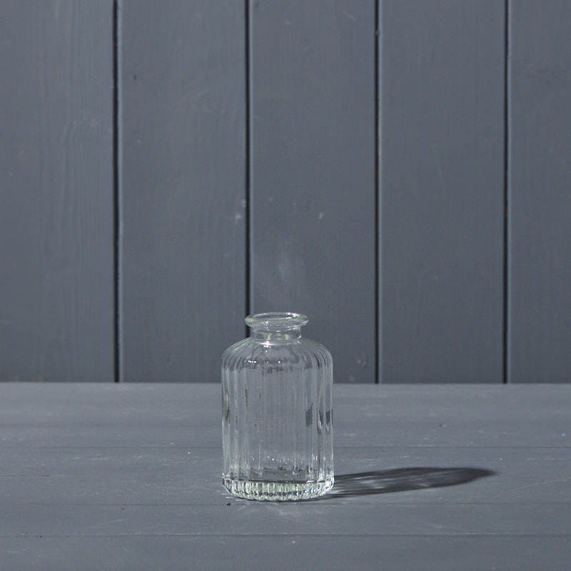 Clear Ribbed Glass Bottle
