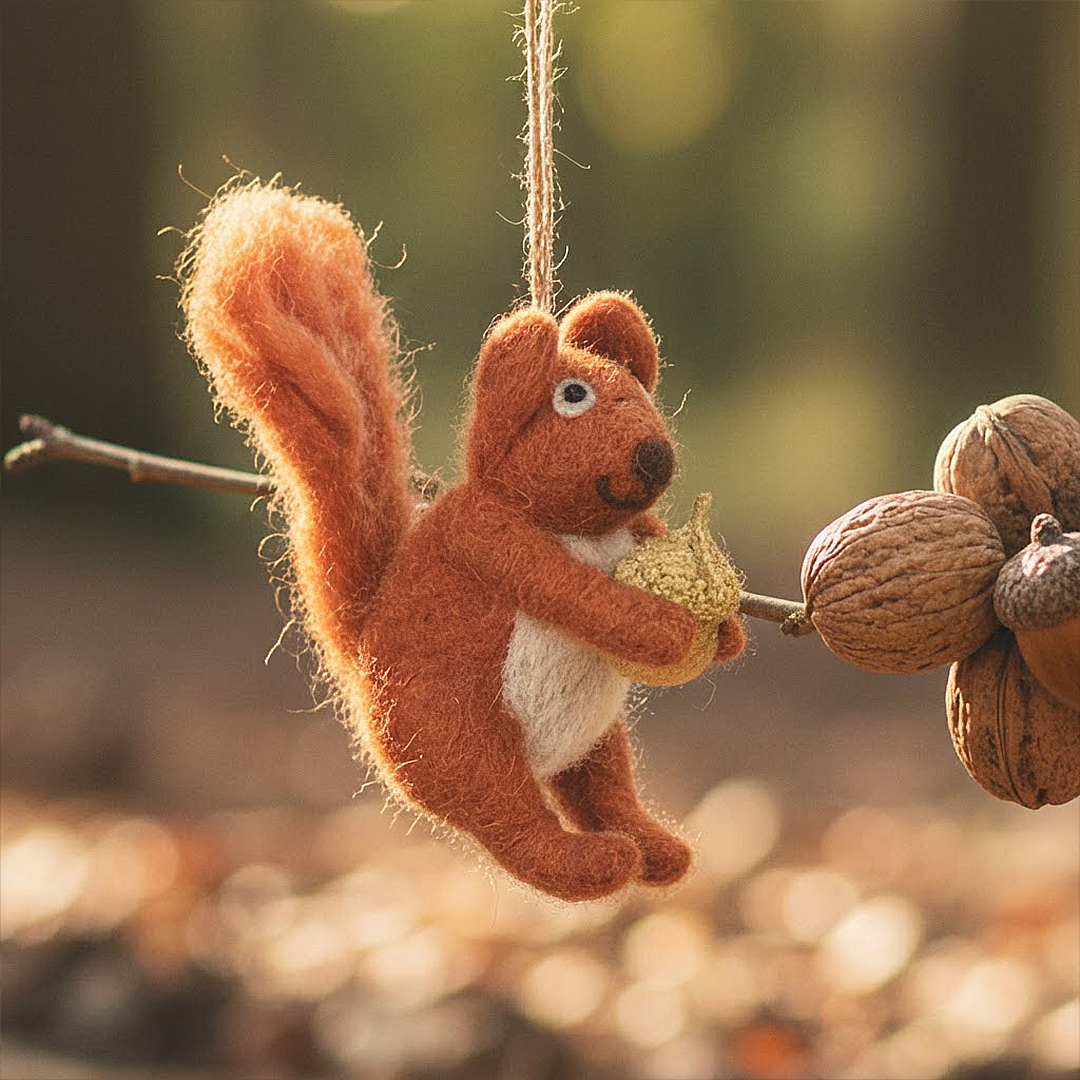 Handmade Felt Red Squirrel Hanging Decoration