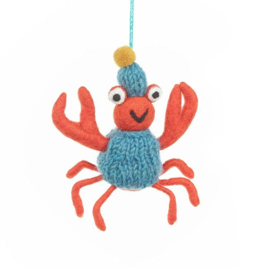 Handmade Felt Sammy Snowcrab Hanging Christmas Crab Decoration