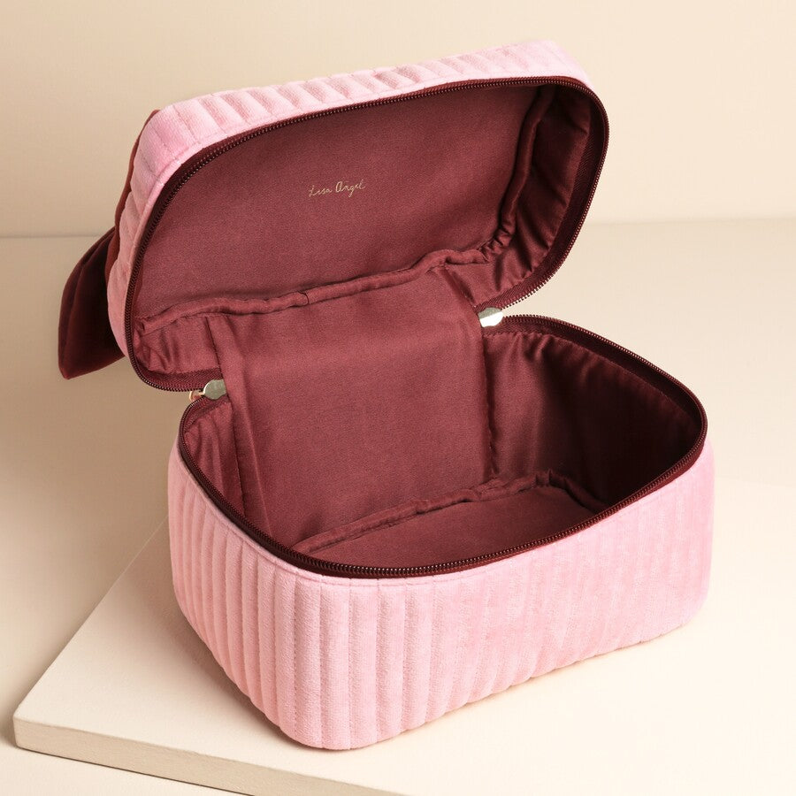 Pale Pink Velvet Makeup Bag