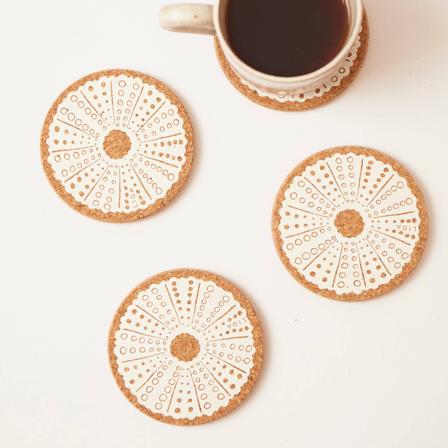 Cork Coaster Pack of 4 - Sea Anenome