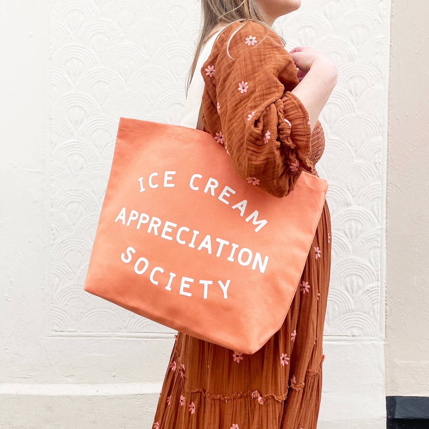 Ice Cream Appreciation Society Canvas Tote Bag - Peach