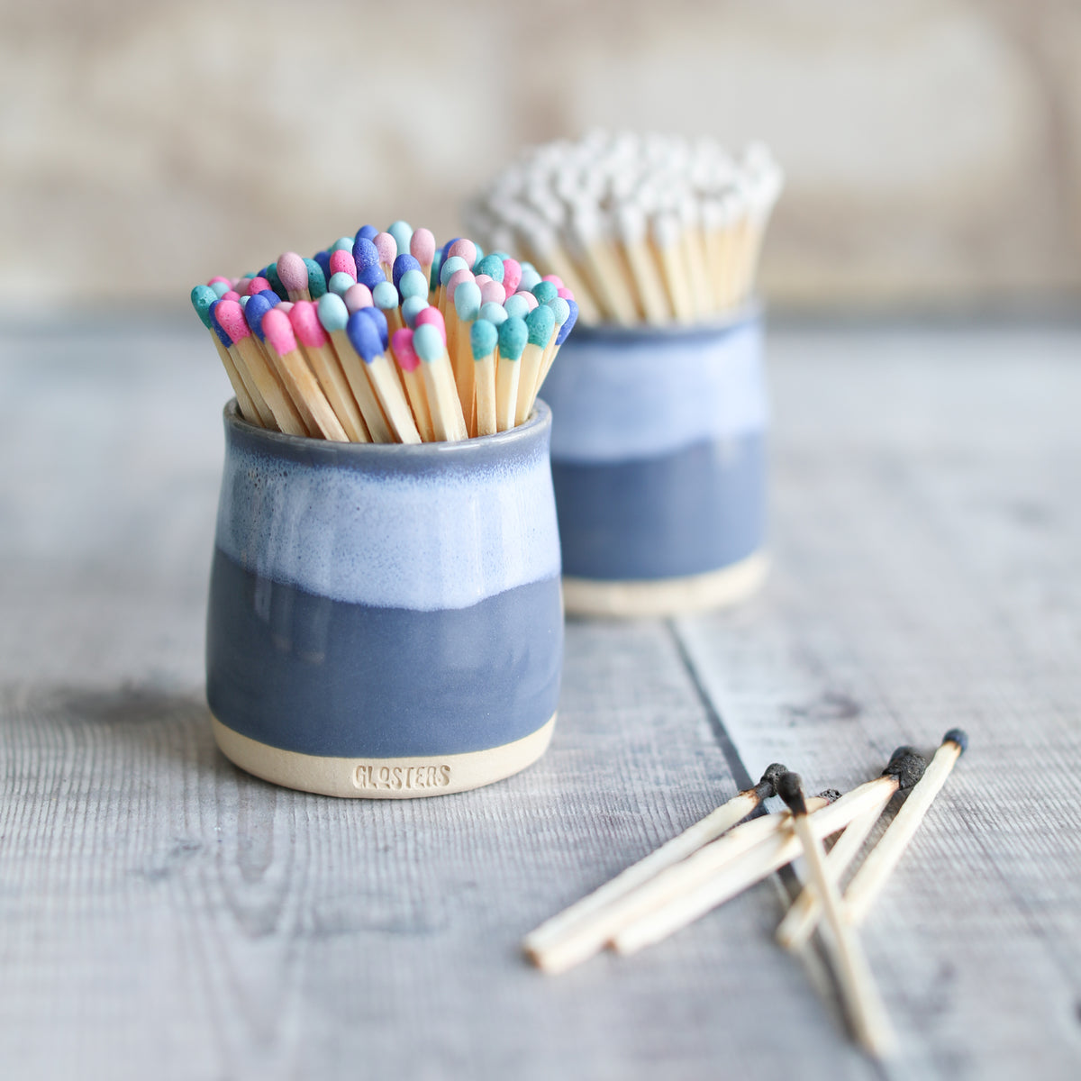 Handmade Midnight Blue Match Pot