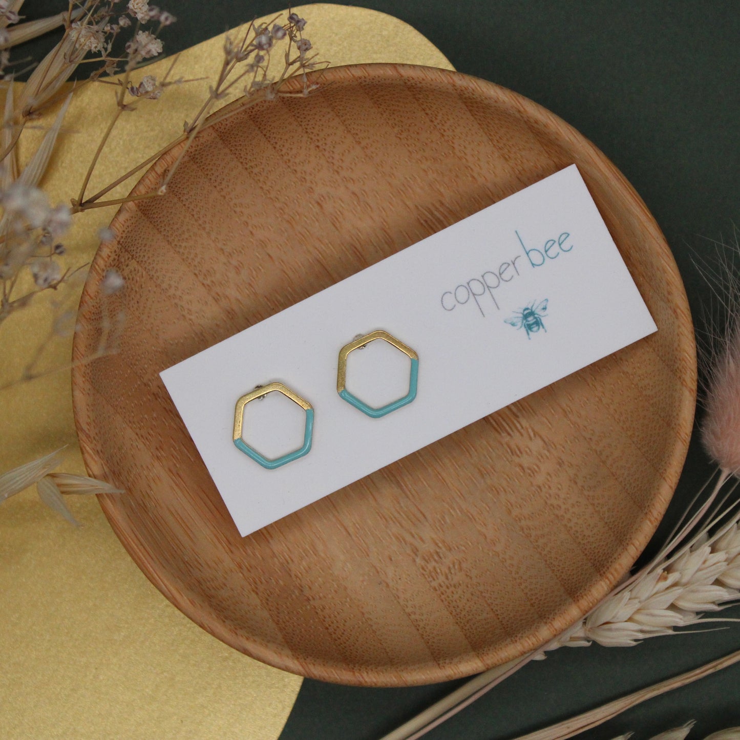 Dipped Hexagon Studs