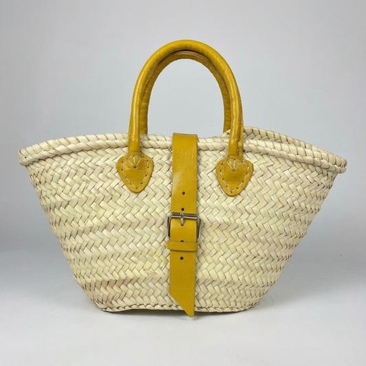 Market Basket with Leather Buckle  - Yellow