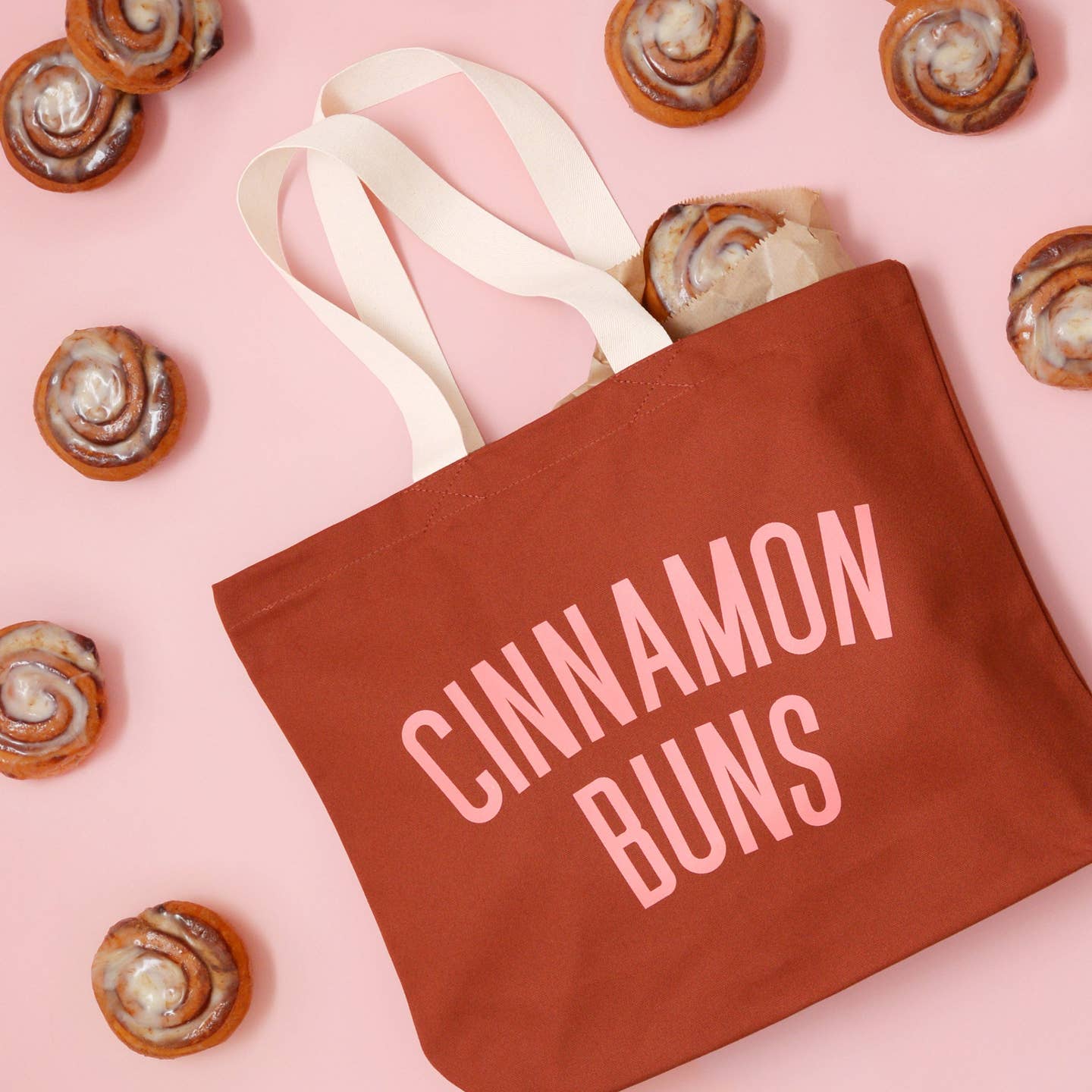 Cinnamon Buns Canvas Tote Bag - Rust
