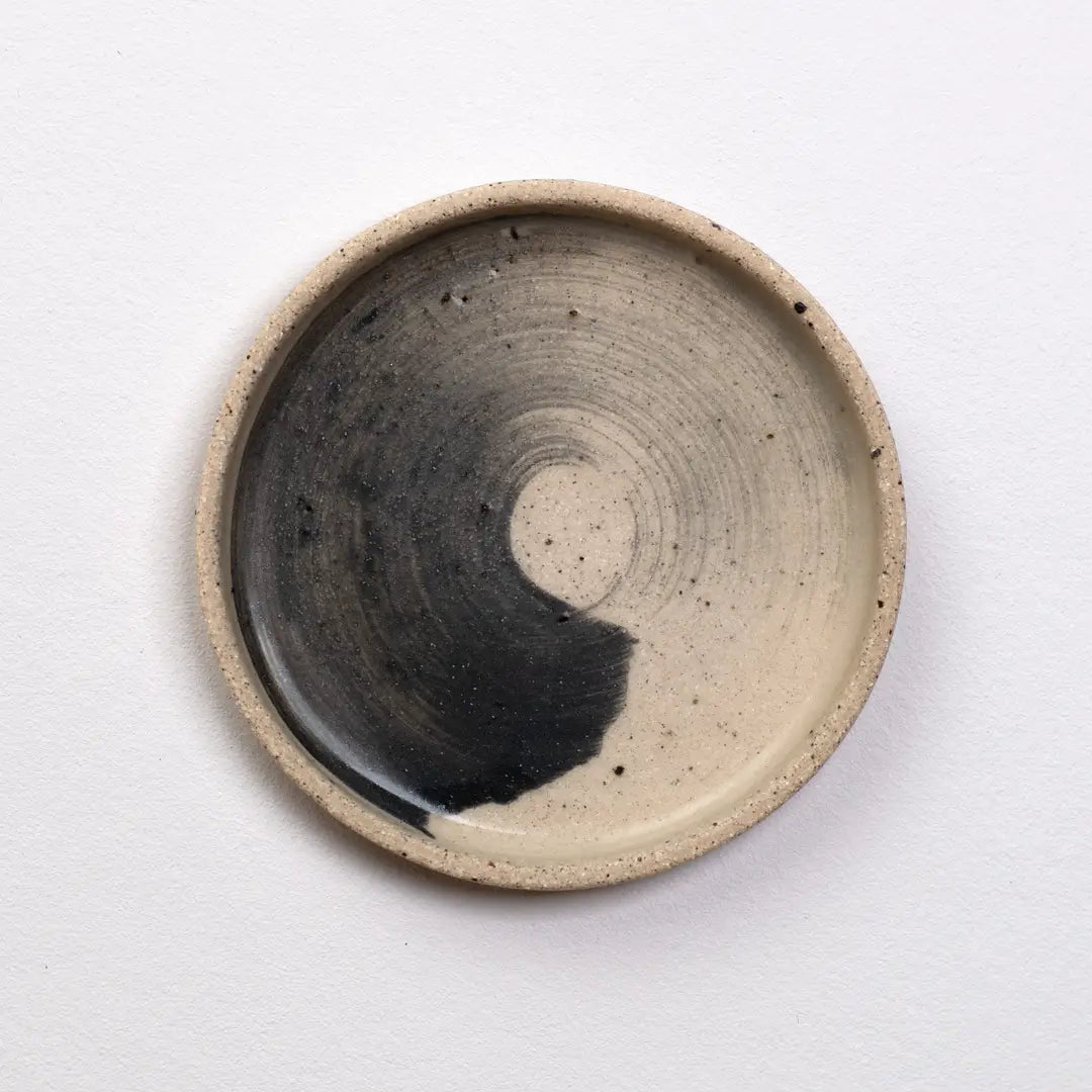 Ceramic Brush Stroke Trinket Plate - black