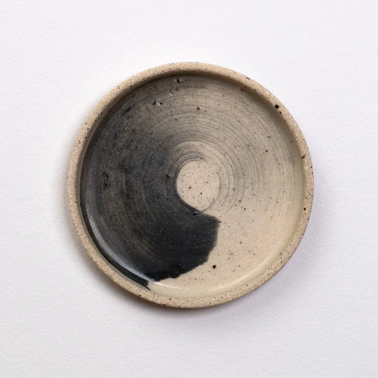 Ceramic Brush Stroke Trinket Plate - black