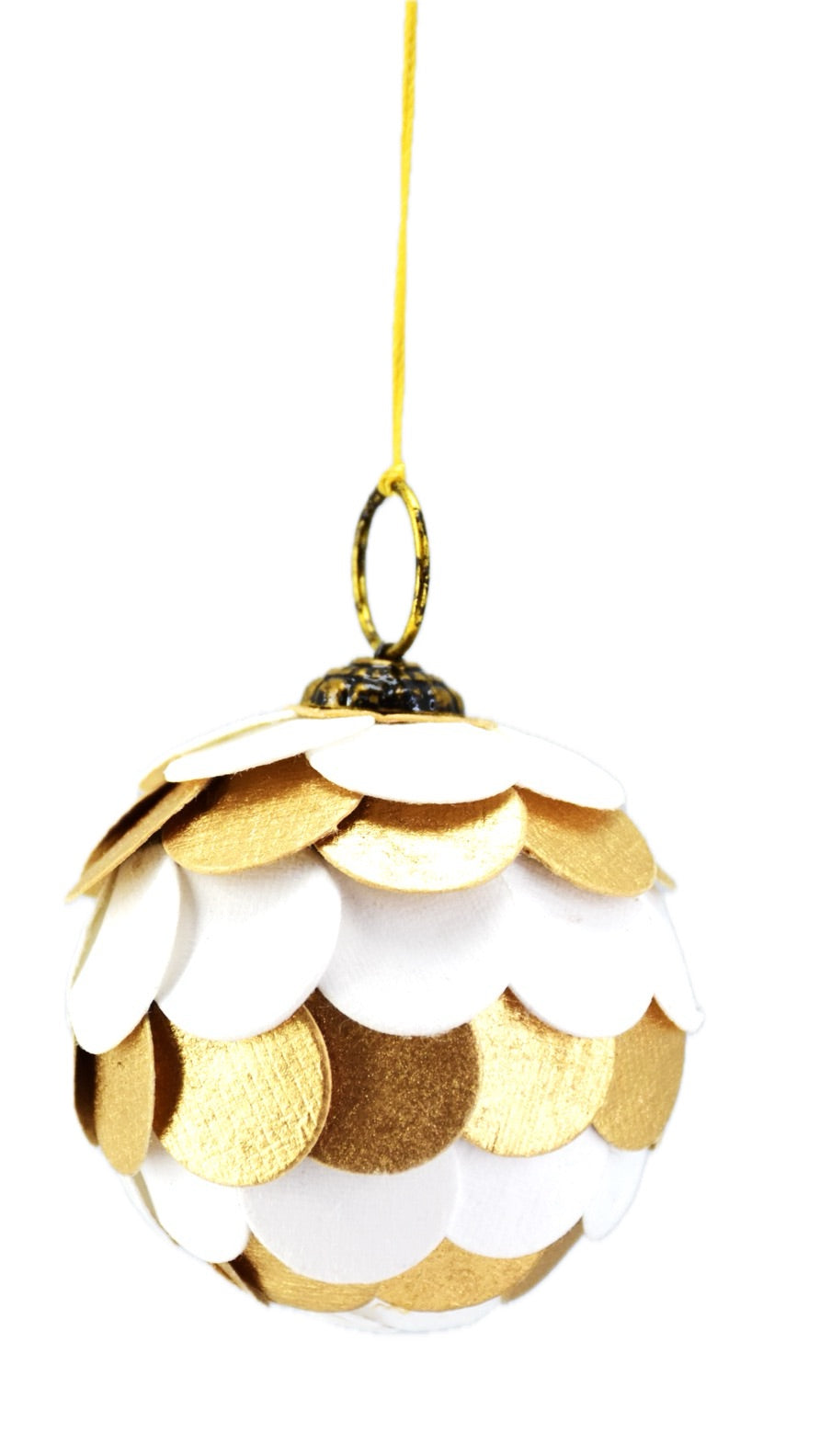 Paper Scallop Hanging Bauble - White Gold