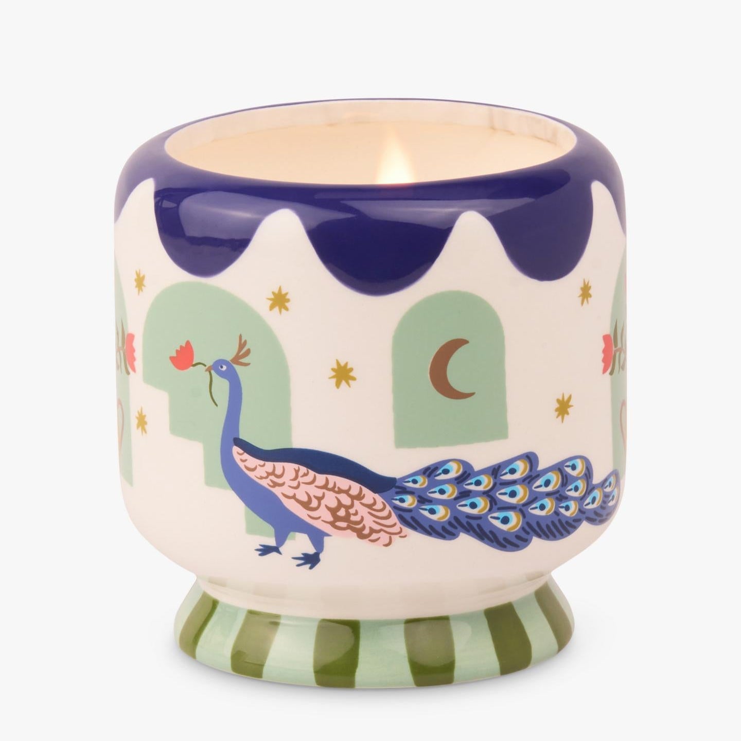 A Dopo Peacock Ceramic Candle - Misted Lime