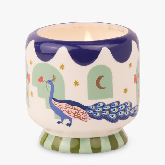 A Dopo Peacock Ceramic Candle - Misted Lime