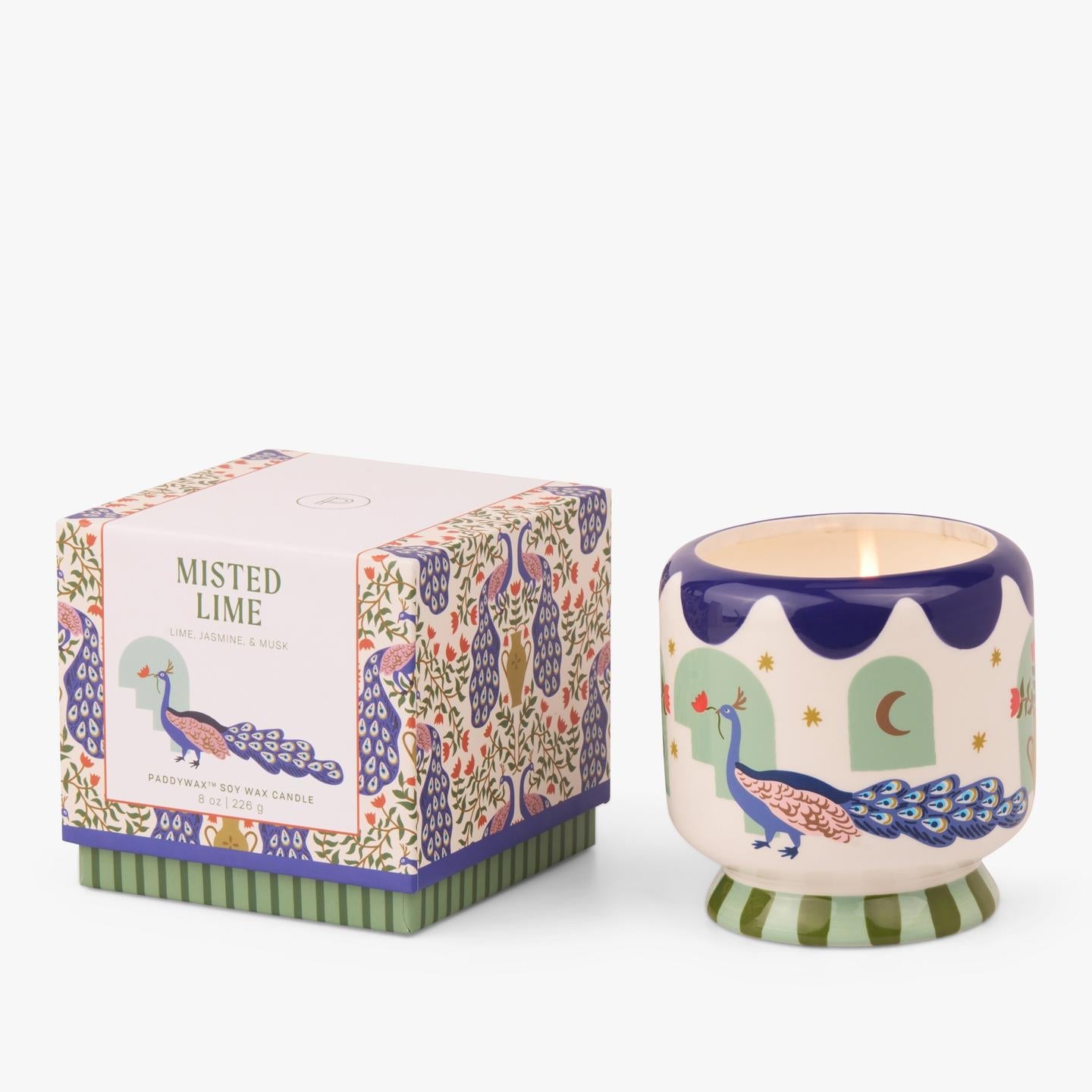 A Dopo Peacock Ceramic Candle - Misted Lime