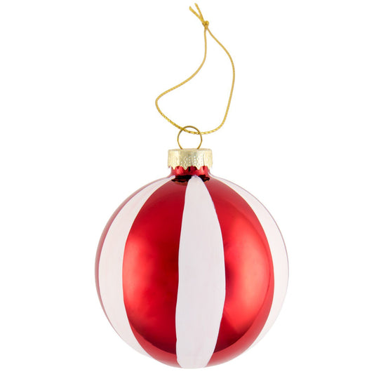 Red & White Striped Bauble